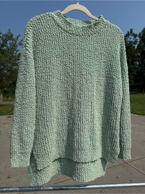 Cozy Mint Green Bouclé Sweater